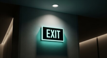 Illuminated Exit Sign Glowing Brightly Guiding People Towards Safety and Security