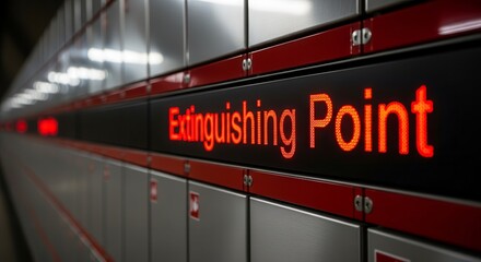 Illuminated Extinguishing Point Signage in Modern Subway Station, Selective Focus