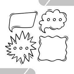Hand Drawn Doodle Speech Bubble Line Art Set Illustration. Vector illustration.