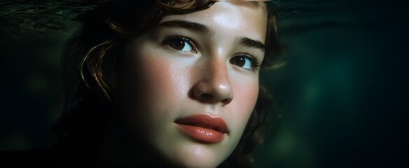 Underwater portrait session highlighting tranquility beneath the water's surface.
