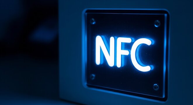 Illuminated NFC Signage Showcasing Contactless Technology In Modern Digital Age