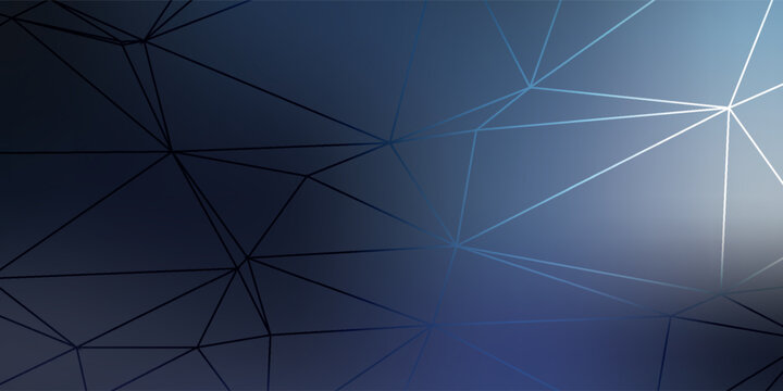 Abstract Dark Blue Polygonal Network with Light Blue Gradient Lines.