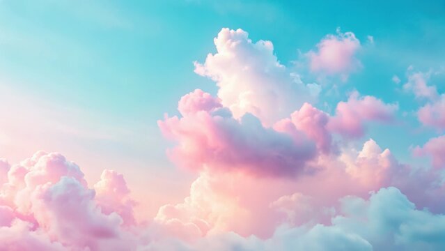 Soft pink clouds drift across a pale blue sky with a few wispy strands