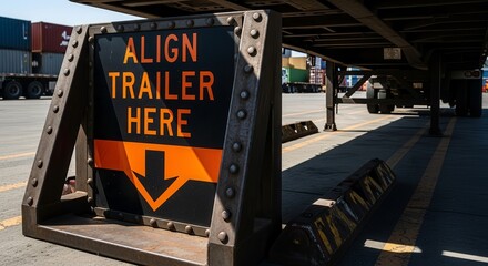 Industrial Guidance: Trailer Alignment Marker Directing Vehicle Positioning at Shipping Dock