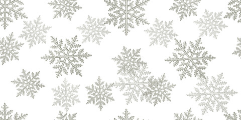 Seamless snowflake pattern. Snowflakes on a white background. Vector illustration