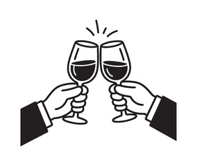 Cheers Toast with Wine Glasses