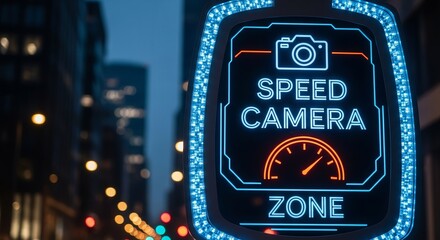  Illumination Speed Camera Zone Against Urban Night Lights With Futuristic Design