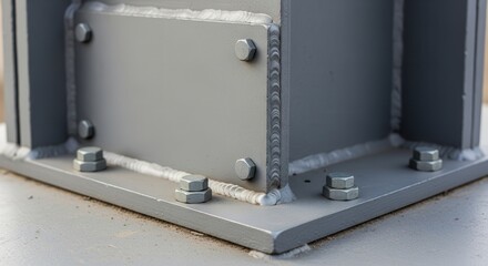Industrial Strength: Close-Up Depiction of Bolted Metal Construction and Welding