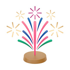 Colorful abstract fireworks burst icon with celebration theme and festive mood on transparency background