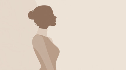 A smooth, elegant minimalist female body silhouette in soft neutral tones.