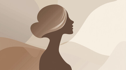 A smooth, elegant minimalist female body silhouette in soft neutral tones.