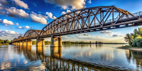 Fototapeta premium Steel structure spanning a wide river