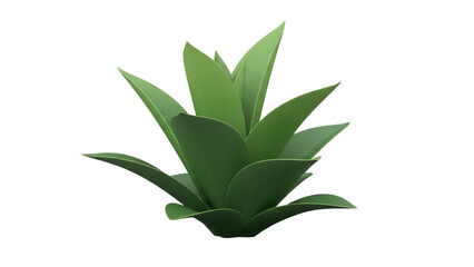 Vibrant green stylized plant rendering with distinct broad leaves, ideal for natural decor and botanical compositions on a white background