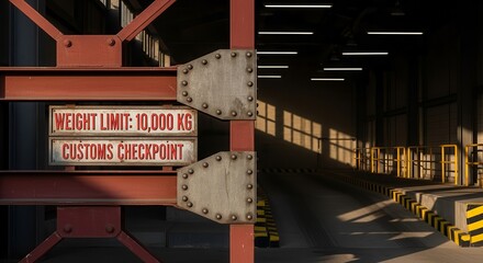 Industrial Customs Checkpoint Entrance Featuring Weight Limit and Ramp Details