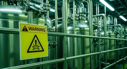 Industrial Warning Sign: Cautioning Against Hazardous Processes In A Manufacturing Plant Setting
