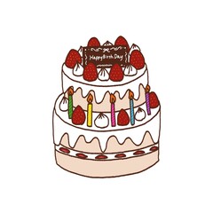 2段の誕生日ケーキのイラスト