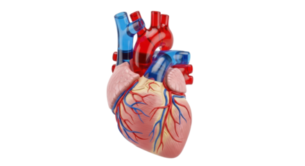 Isolated Human Heart Organ Anatomy with Arteries Veins Blood Vessels Cardiac System