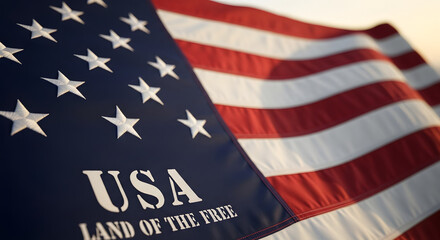 Celebrate American Freedom: Waving USA Flag Symbolizing Patriotism, Independence, and National Pride for Commercial Projects and Patriotic Campaigns