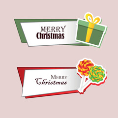 christmas banner with sweets and gift set vector