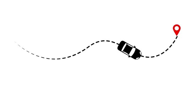 Car Driving Direct Wavy Route to GPS Location