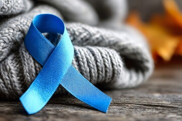 Blue ribbon promoting prostate cancer awareness and movember support