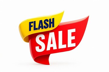 Bold red and yellow flash sale ribbon banner with white text announcing a limited time discount event