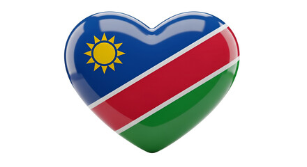 Obraz premium Namibian Heart: A vibrant heart-shaped emblem, displaying the distinct colors and design of the Namibian flag, symbolizes national pride and affection.