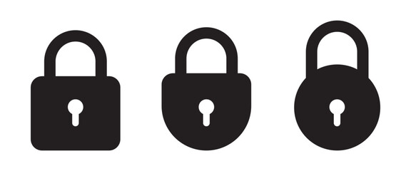 Lock icons in different shapes and sizes, representing security, privacy, and protection