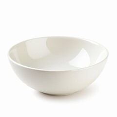 Simple, empty, white ceramic bowl for food or soup, isolated on white background