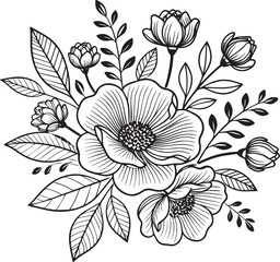 Floral drawing line vector