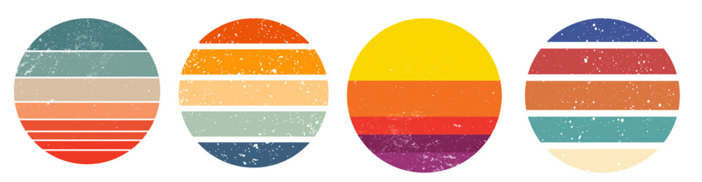 Collection of vector illustration icon set with speech bubble sign design on the beach Surfboard Sunset Vintage Grunge