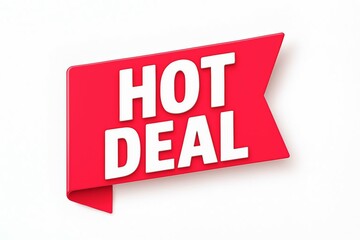 Fototapeta premium Bright red banner with white bold text announcing a hot deal perfect for sales and promotions