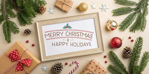 christmas greeting card with snowman