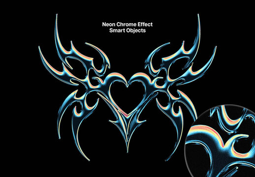  Neon Chrome Text Effect Mockup