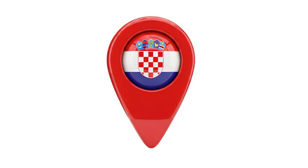 Croatian Flag in Pin: A vibrant red pin, bearing the national flag of Croatia, signifies a specific location within the country, symbolizing travel and exploration.