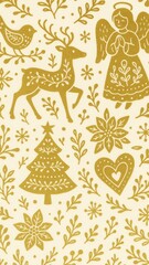 Obraz premium Festive gold holiday pattern mobile wallpaper