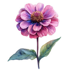 watercolor vector of Zinnia Flower, isolated on a white background.