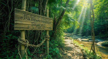 Jungle Creek Point: A Scenic Tropical Landscape of Sunlight And Lush Greenery