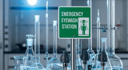 Lab Safety Procedures: Emergency Eyewash Station Within Laboratory Environment