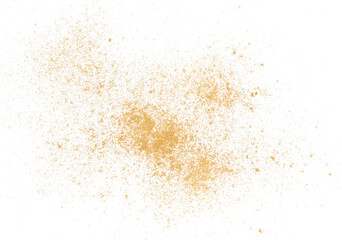 Ginger powder flying, isolated on white background, clipping path