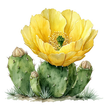 Parodia Flower, watercolor painting vector, isolated on a white background.