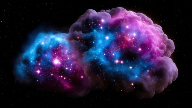 Starry Night Sky Filled with Galaxy Mist