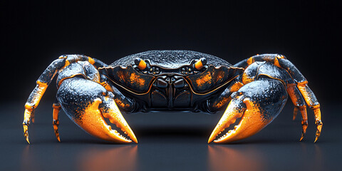 Shiny crab icon with striking colors on a dark background Generative AI