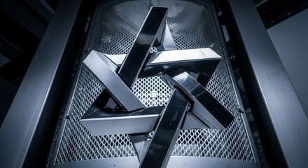 Metallic Intertwined Structure Against Textured Background in Monochrome Tones