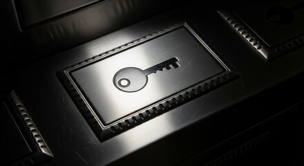Metallic Keyhole Depiction Showcasing Access and Security on Polished Steel Surface