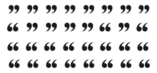 Fototapeta premium Quotation Marks Black Symbols in Solid and Calligraphic Styles