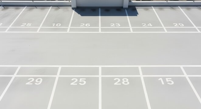 Minimalistic Design Of Empty Parking Spaces For Commercial And Editorial Use