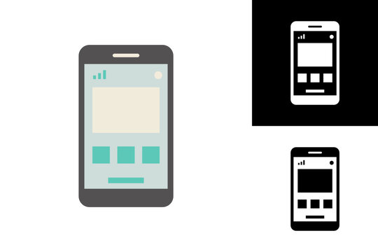 Modern flat design smartphone illustration displaying a generic mobile application interface, symbolizing digital technology and user connectivity