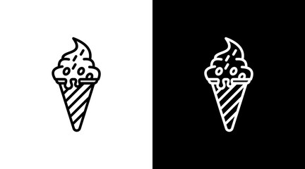 Ice Cream Cone With Icon Set Design