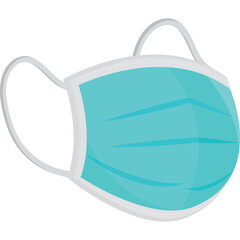 Light Blue Surgical Face Mask With White Straps And White Edging On A Transparent Background Representing Health And Safety Precautions Against Airborne Illnesses